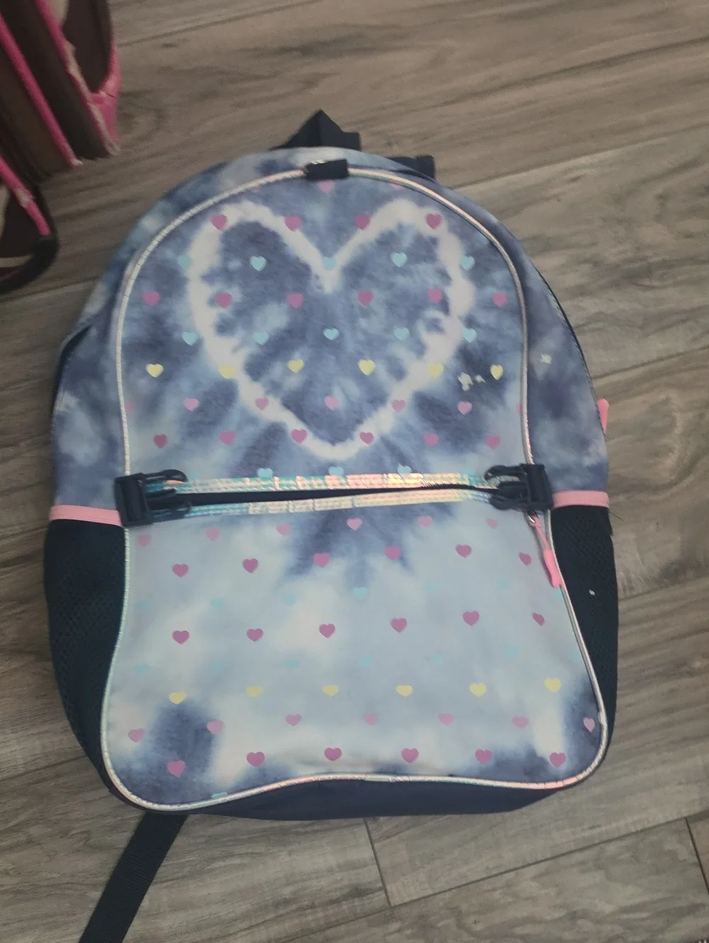 Kids Heart Tie-Dye Backpack in Blue and Pink